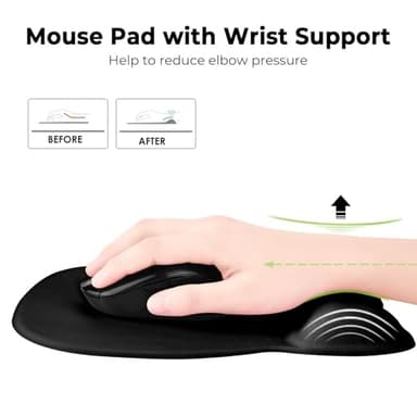 EooCoo Ergonomic Mouse Pad with Wrist Support, Mousepad with Memory Foam Wrist Rest and Non-Slip Base for Computer, Cafe, Home & Office, 9.64 x 8.26 in Office Desk Accessories - Image 2