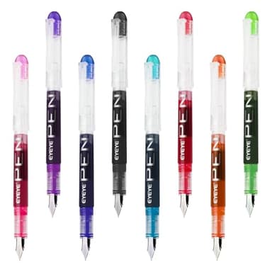 EYEYE Disposable Fountain Pens, 8 Pack Multicolor Fine Point Fountain Pens for Writing, Stainless Steel Nib, Smooth Writing for Journaling, Drafting, Sketching, Doodling & Gifts - Image 2