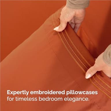 Twin XL Size 3 Piece Sheet Set - Comfy Breathable & Cooling Bed Sheets Set - Hotel Luxury Bedding for Women, Men, Kids, Teens, Boys & Girls - Deep Pockets, Soft, Wrinkle Free - Oeko-Tex - Terracotta - Image 6