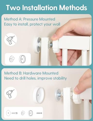 No Pawblems 55.1" Extra Tall Pet Gate for Cat/Dog, 29.9-44.4" Wide Auto Close Tall Cat Gate, NO Drilling Pressure Mounted for Doorways/Hallways, 1.37" Narrower Bar Spacing, White - Image 7