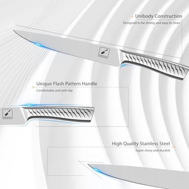 imarku Knife Set,14-Piece Knife Sets for kitchen with block,Premium One-Piece Kitchen Knife Set with Sharpener,High Carbon Stainless Steel Knives Set for Kitchen,Silver,Dishwasher Safe - Image 4