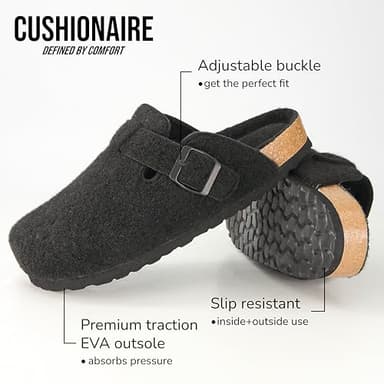 CUSHIONAIRE Hana Womens Clogs | Comfortable Vegan Suede Clogs for Women | Slip On Potato Shoes with Cork Footbed & Arch Support| BLACK 8 - Image 6