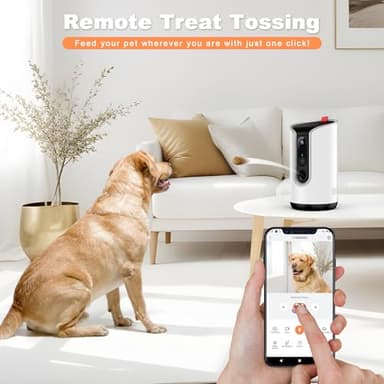 Fexfor 2K Pet Camera Security Dogs Camera, On-Device AI Tracking and Pet Monitoring, 360° View, with Treat Dispenser, Local Storage, 2-Way Audio, Phone App, Motion Alert - Image 2