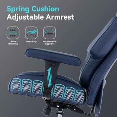 EXCEBET Big and Tall Office Chair with Footrest, PU Leather High Back Executive Office Chair 400lbs, Ergonomic Computer Chairs Lumbar Support for Heavy People (Blue) - Image 5