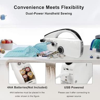 Handheld Sewing Machine, Easy to Use Portable Electric Mini Sewing Machines for Beginners with Two Speeds, with Complete Accessories Kit, Suitable for Home, Travel and DIY - Image 3