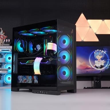 SAMA NEVIEW 4503 Mid Tower PC Case with Dual Tempered Glass Panels, 4×120mm ARGB Fans Pre-Installed, High Airflow ATX PC Case for Case PC Gaming, USB 3.0×2, Type-C Port, Supports Top 360mm AIO – Black - Image 2