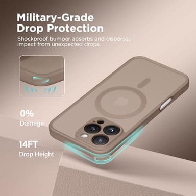CAPRARO Magnetic Compatible with iPhone 16 Pro Case, Upgraded [Full Camera Protection] [Compatible with MagSafe] Protective Translucent Matte Women Girl Phone Case Cover, Withered Brown - Image 5