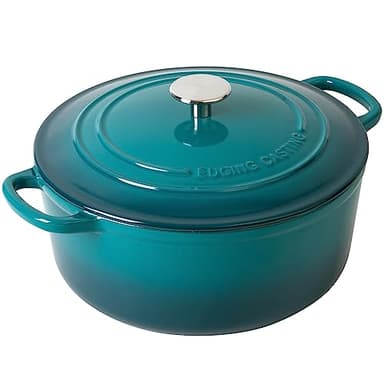 EDGING CASTING Enameled Cast Iron Dutch Oven Pot with Lid for Bread Baking, Cooking, Round Bread Oven Dual Handles, 7 Quart, Darkcyan - Image 2