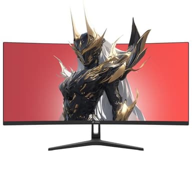 CRUA 34" Curved Gaming Monitor, WQHD 3440x1440, 144Hz/165Hz Computer Monitors, 1500R VA Screen, 120% sRGB, AMD FreeSync, HDMI 2.0 & DP 1.4, Wall Mountable Installs- Black - Image 2