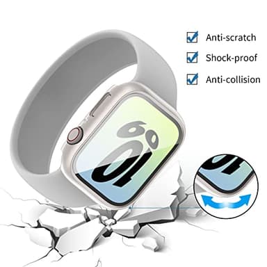 [3 Pack] COMMUTER for Apple Watch Series 3/2/1 Screen Protector 42mm, Hard PC Ultra-Thin Protective Face Cover Case with Built-in Tempered Glass Film iWatch 3 2 1 42mm Black/Clear/Starlight - Image 4