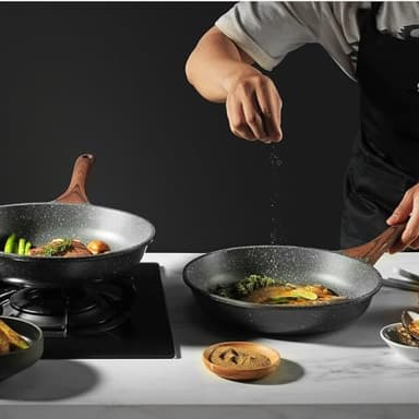 SENSARTE Nonstick Frying Pan Skillet, Swiss Granite Coating Omelette Pan, Healthy Stone Cookware Chef's Pan, PFOA Free (8/9.5/10/11/12.5 Inch) (11 Inch) - Image 2