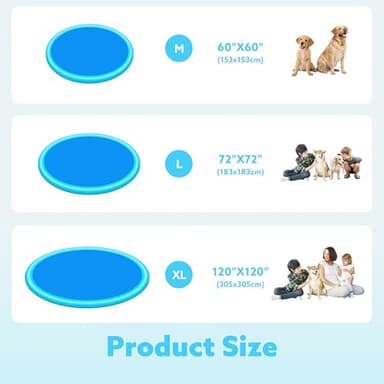 SLOOSH 72" Non-Slip Splash Pad Sprinkler - Outdoor Water Toys Play Mat for Toddlers Kids Dogs, Outside Thickened Sprinkler Pool Party Durable Backyard Fountain for Girls Boys Pets (72in, Blue) - Image 6