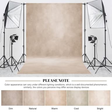 Haboke Abstract Professional Photography Backdrop for Portrait Photo Props Booth Background Photoshoot Studio with Polyester Fabric Roller Pocket on Top (8x10ft,Light Beige) - Image 2