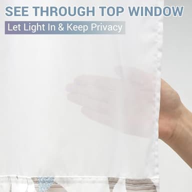 VIUOON No Hook Shower Curtain with Snap-in Fabric Liner Set, Double Layers Heavy Duty Fabric Large Leaf Pattern Bathroom Curtain with See Through Top, Hotel Grade, Machine Washable, 71Wx74L - Image 5