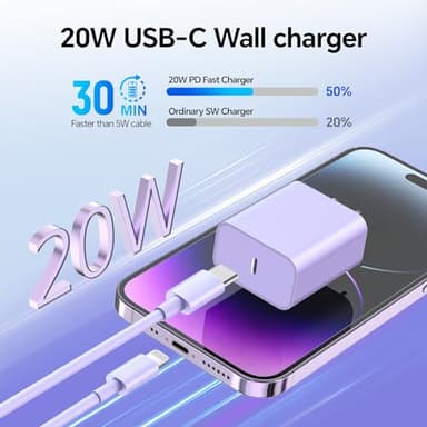 BUSFUL Compatible with iPhone Charger Fast Charging, [3Pack 10FT] 20W PD USB C Wall Charger Block with Type C to Lighting Cable Compatible with iPhone 14/13/12 Pro Max/11/XS/XR/X/8/Plus - Image 2