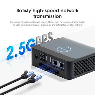 BOSGAME Mini PC E1, Intel Alder Lake-N100 Mini Computers, 16GB DDR4 512GB SSD, Dual 2.5G LAN Ports, USB-C& Dual HDMI Supports Triple Display - Image 6