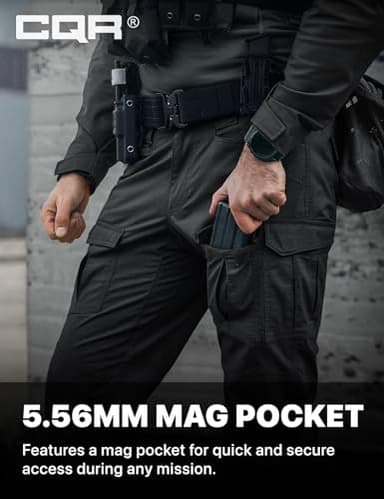 CQR Men's Flex Ripstop Tactical Pants, Water Resistant Stretch Cargo Pants, Lightweight EDC Hiking Work Pants, Breacher Black, 40W/34L - Image 8