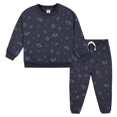 Gerber Baby Boys Toddler 2-Piece Fleece Sweatshirt and Jogger Set, Navy Space, 18 Months - Image 1