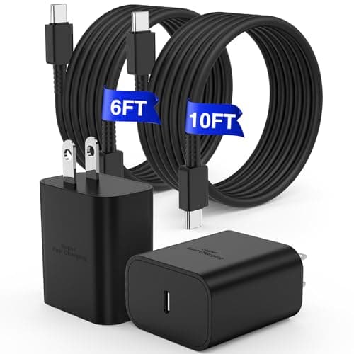 [6FT+10FT]45W Super Fast Charger Type C, for Samsung Galaxy S25 S24 Charger Block with 6/10FT Type C Charging Cord for Samsung Galaxy S25 S24 S23 Ultra/S22, iPhone 17/16/15 Pro,Pro Max,Plus - Image 1