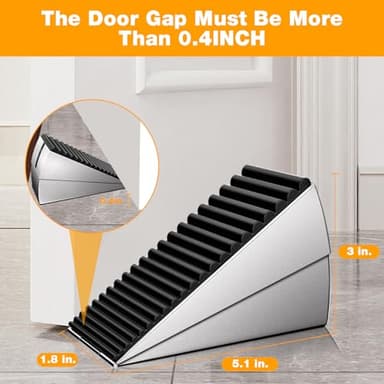 BINFEW Heavy Duty Metal Door Stop, Strongest Large Adjustable Spring Door Stopper Up to 3 inch Tall, Door Stoppers for Bottom of Door, Stainless Steel Silver Rubber Door Wedge for Any Heavy Doors - Image 6