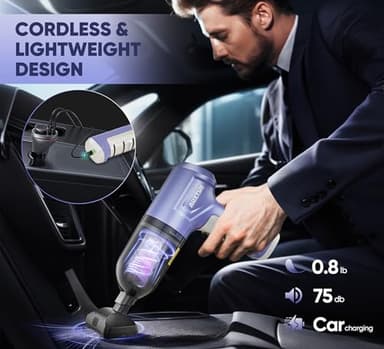 AUXTUR 3 in 1 Car Vacuum Cleaner High Power | Portable Cordless Handheld | 15000PA Brushless Motor | Super Suction Mini Vacuum With Super Endurance for Home - Image 9