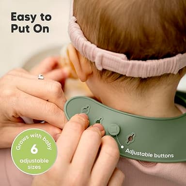 KeaBabies 2-Pack Silicone Baby Bibs for Eating - Sturdy Food-Grade Silicone Bibs for Babies Girl, Boy, Large Food Catcher, Clean & Put On Easily, Waterproof Toddler Feeding Essentials (Slate) - Image 6