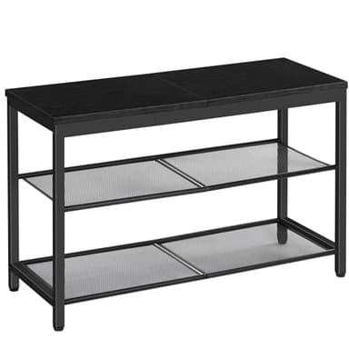 HOOBRO Shoe Bench, 3-Tier Shoe Rack, Industrial Shoe Organizer Storage Bench, 29.5 inches Entry Bench with Mesh Shelves, for Entryway, Living Room, Hallway, Easy Assembly, Black BB75HX01 - Image 1