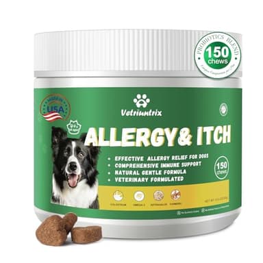Vetriuntrix Dog Allergy Relief Chews, Dog Itch Relief Chews for Large Dogs Paw Licking Itchy Skin Seasonal Allergies, Probiotics with Astragalus Omega-3 for Coat Immune Supplement-150ct - Image 1