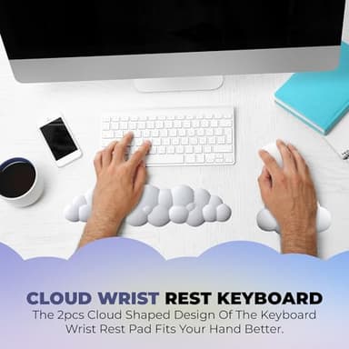 SGEE Ultra-Soft Keyboard and Mouse Wrist Rest for Computer – Pressure Relief Padding, Contoured Shape for Proper Alignment, Anti-Slip Base, Modern Look, Portable, Injury Prevention, Large, White - Image 6