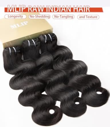 mlip Raw Bundles Human Hair Body Wave, No Tangle Shedding, Keep Texture Silky Soft After Multiple Washes, 15A Raw Indian Hair Bundles 18 20 22 Inches, Triple Lifespan 3X - Image 3