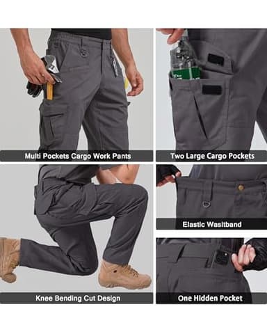 CNBQDD Cargo Work Pants for Men Construction Ripstop Waterproof Mens Tactical Pants Lightweight Hiking Outdoor Pants with Pockets Dark Gray 34Wx30L - Image 4