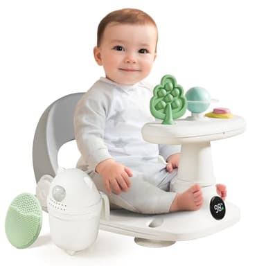 Babygreat Baby Bath Seat for Babies 6 Months & Up Bath Seats for Babies Sitting Up Non-Slip Infant Bathtub Chair with Suction Cups & Water Thermometer for Toddlers Sitting Up, Easy to Clean (Gray) - Image 8
