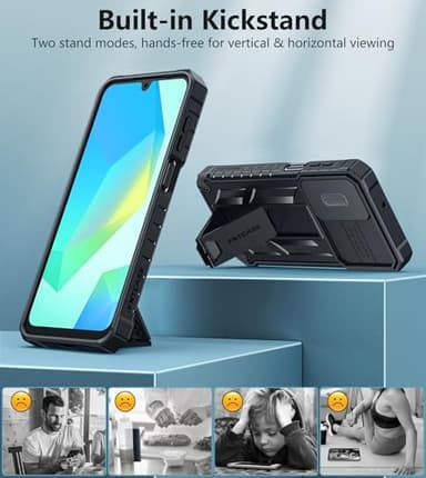 FNTCASE for Samsung Galaxy A16-5G Case: Military Grade Dropproof Cell Phone Cover with Kickstand & Slide | Protective Heavy Duty Rugged Phone Case Bumper Textured Protector (Black) - Image 4