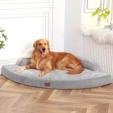 MEKIY Large Dog Bed - XL Orthopedic Egg-Crate Memory Foam Dog Beds with Removable Washable Cover, Waterproof Pet Beds with Non-Slip Bottom, Grey - Image 1