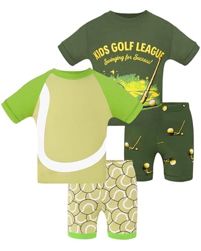 DAUGHTER QUEEN Boys Pajamas 18-24 Months Summer PJs Golf Pj Sets Baby Toddler 100% Cotton Short Sleeve Jammies Ball Sleepwear Tennis Clothes Outfits 18m/Mo 24m/Mth - Image 1