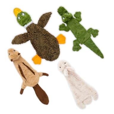 Best Pet Supplies 2-in-1 Stuffless Squeaky Dog Toys with Soft, Durable Fabric for Small, Medium, and Large Pets, No Stuffing for Indoor Play, Supports Active Biting and Play - 4 Figures, Small - Image 1