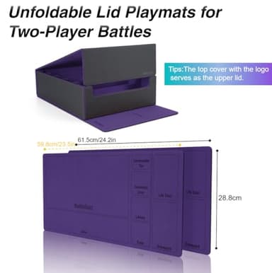 Venssu 5 Row Trading Card Storage Box With Dual-Function Playmat Lids, 3800+ Mtg Deck Box With 24 Colorful Divider Tabs, Compatible with Magic Cards (Black and Purple) - Image 2