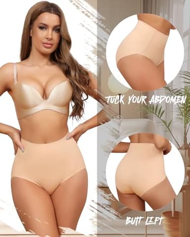 LEVAO Women Seamless Underwear High Waisted Tummy Control Panties No Show Shapewear Briefs Plus Size 4 Pack - Image 3