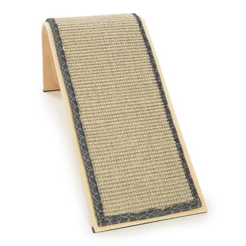 SmartyKat Sisal Angle Ramp Cat Scratcher for Indoor Cats & Kittens, Durable Sisal & Wood Scratching Pad, Includes Catnip, Gray/Taupe - Image 1