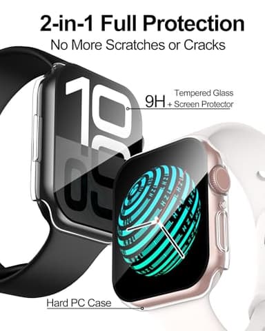 Smiling 2 Pack Case Compatible with Apple Watch Series 11 (2025)/Series 10 42mm with Tempered Glass Screen Protector, Hard PC Case Scratch-Resistant Overall Protective Cover- Transparent - Image 2