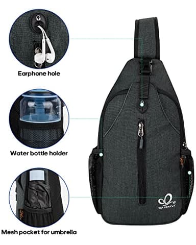 WATERFLY Crossbody Sling Backpack Sling Bag Travel Hiking Chest Bag Daypack - Image 5