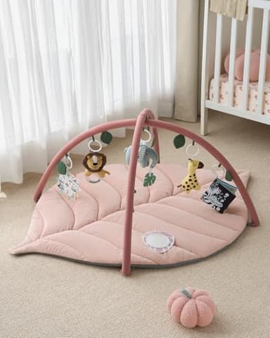 Blissful Diary Baby Play Gym & Activity Mat, Oversize Leaf Shaped Tummy Time Baby Play Mat w 6 Detachable Toys Promotes Motor Skills & Sensory Development, Newborn Infant Essentials Gift, Crystal Pink - Image 7