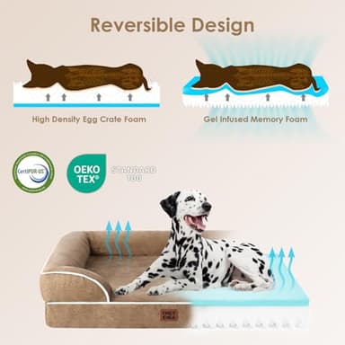 EHEYCIGA Orthopedic Dog Bed for Medium Dogs, Waterproof Memory Foam Medium Dog Beds with Sides, Non-Slip Bottom and Egg-Crate Foam Pet Couch Bed with Washable Removable Cover, Camel - Image 4