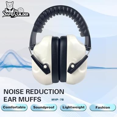 SAFEBUILDER Safety Ear Muffs SNR 33dB Noise Reduction Earmuffs Adults Sound Proof For Sleeping Working Shooting Industrial (1, 1-White) - Image 2
