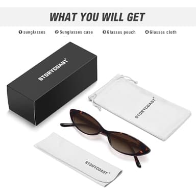 STORYCOAST Retro Cat Eye Sunglasses for Women Vintage 90S Trendy Small Frame Sun Glasses Skinny Oval Shades UV400 Protection Tortoise Frame-Gradient Brown Lens - Image 6