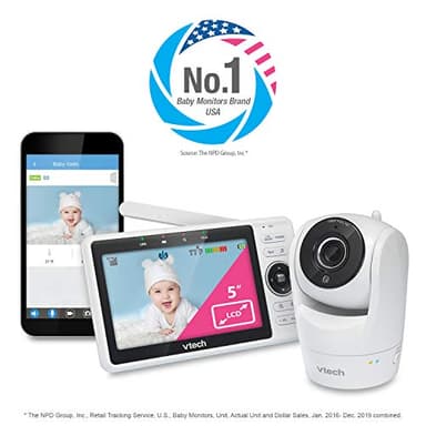 VTech Upgraded Smart WiFi Baby Monitor, 1080p FHD Camera and 5" HD IPS Display, Free App with Motion Video, Sound/Motion Detection and Notifications, Fully Remote Pan-Tilt-Zoom: VM901 - Image 13