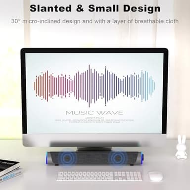 SOULION R30 Computer Speakers, Colorful LED Lights with Switch Button, Surround Sound Portable Computer Sound Bar Speakers for Desktop, Gray - Image 9