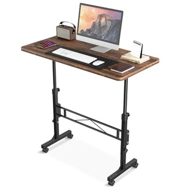 Small Standing Desk Adjustable Height, Mobile Stand Up Desk with Wheels, 32 Inch Portable Rolling Desks for Walking Pad Treadmill Rusitc - Image 1