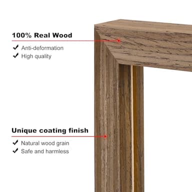 KINLINK 12x16 Picture Frame Rustic brown, Solid Wood Frames with Acrylic Plexiglass for Pictures 11x14/9x12 with Mat or 12x16 without Mat,Wall Display Photo Frame, Set of 4 - Image 2