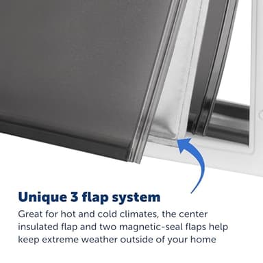 PetSafe Extreme Weather Aluminum Pet Door - Energy-Saving Thermal Barrier Pet Flap with Slide-in Door Locking & Secure Flap Cover - Plastic Frame - for Dogs Up to 220 lb - Large - Image 3